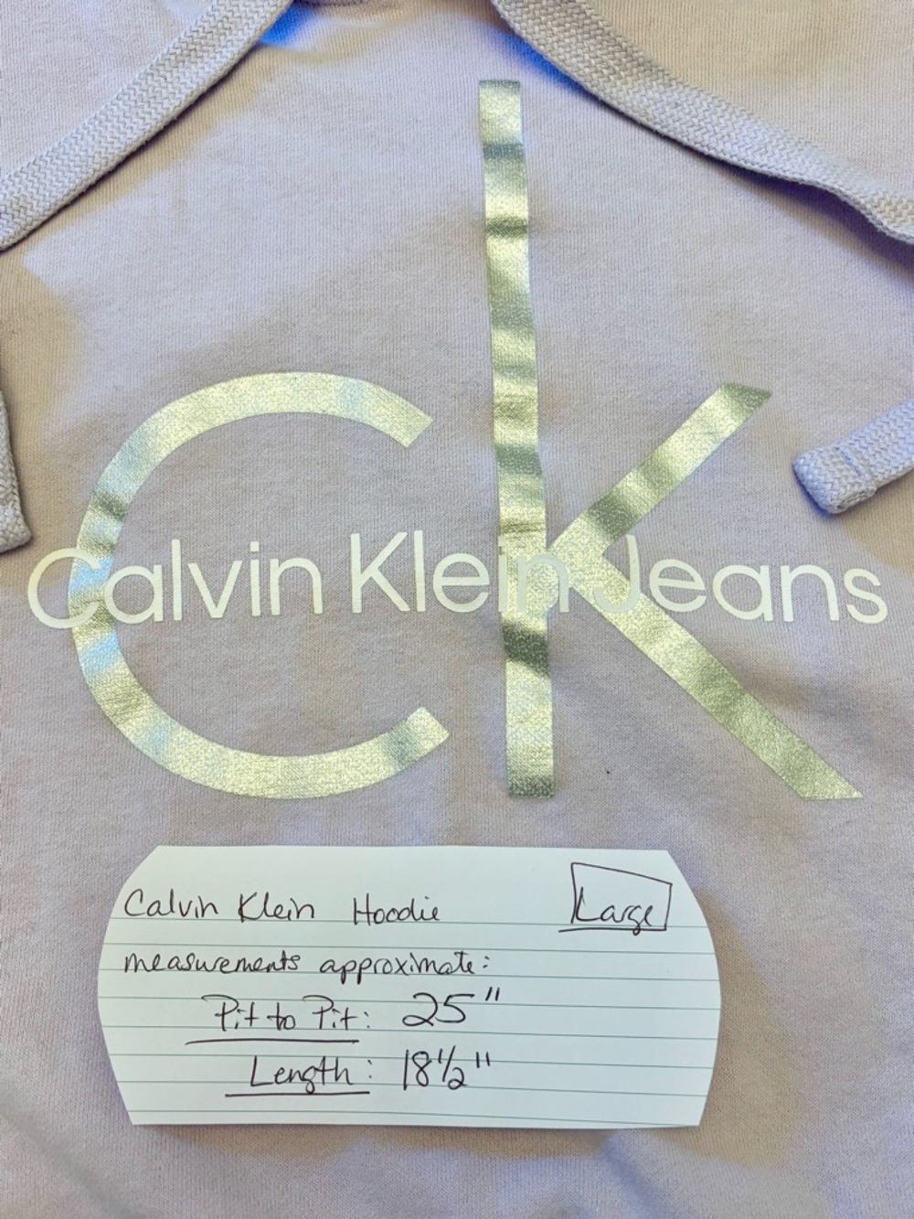 Calvin Klein Lavender Logo Hoodie size large - Picture 3 of 9